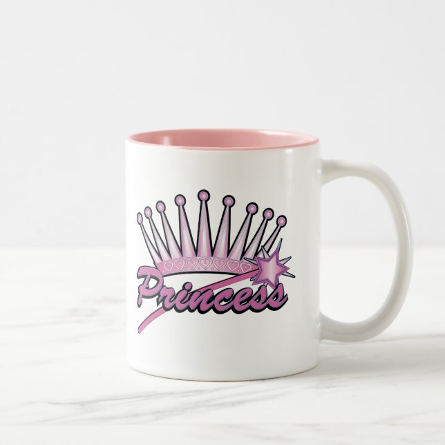 Pink Princess Crown Two-Tone Coffee Mug (Right)