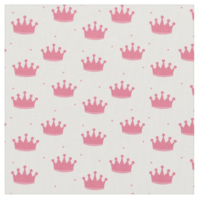 Pink Princess Crowns Fabric (Close Up)