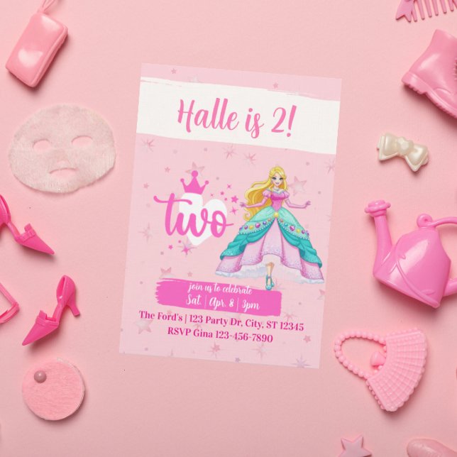 Pink Princess Doll, 2nd Birthday Invitation (Creator Uploaded)