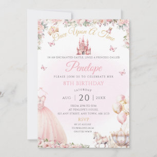 Pink Princess Dress Birthday Party Invite