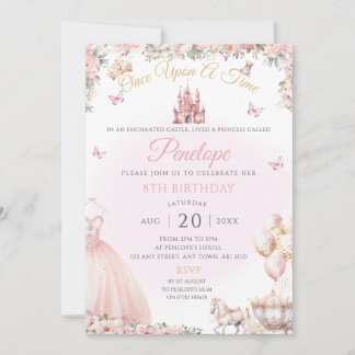 Pink Princess Dress Birthday Party Invite