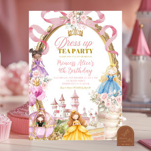 Pink Princess Dress up tea party invitation