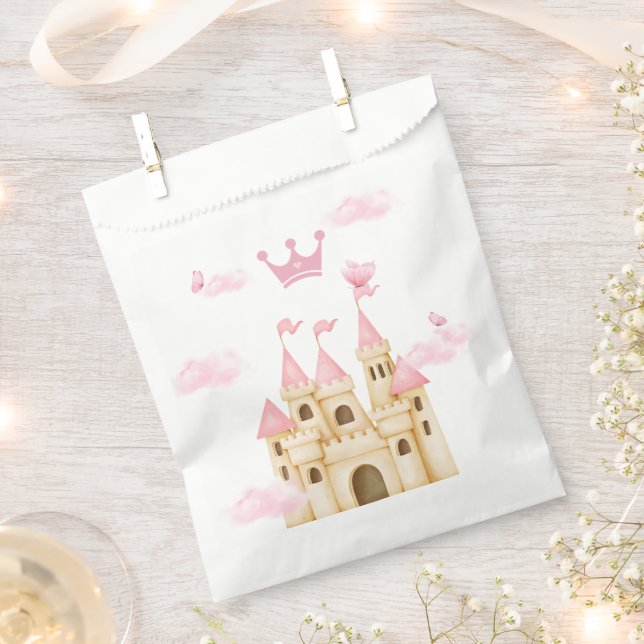 Pink Princess Enchanting Castle & Crown Favour Bags (Clipped)
