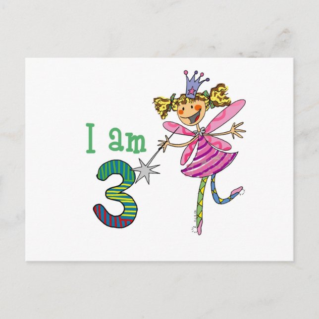 Pink princess fairy (age 3) postcard (Front)