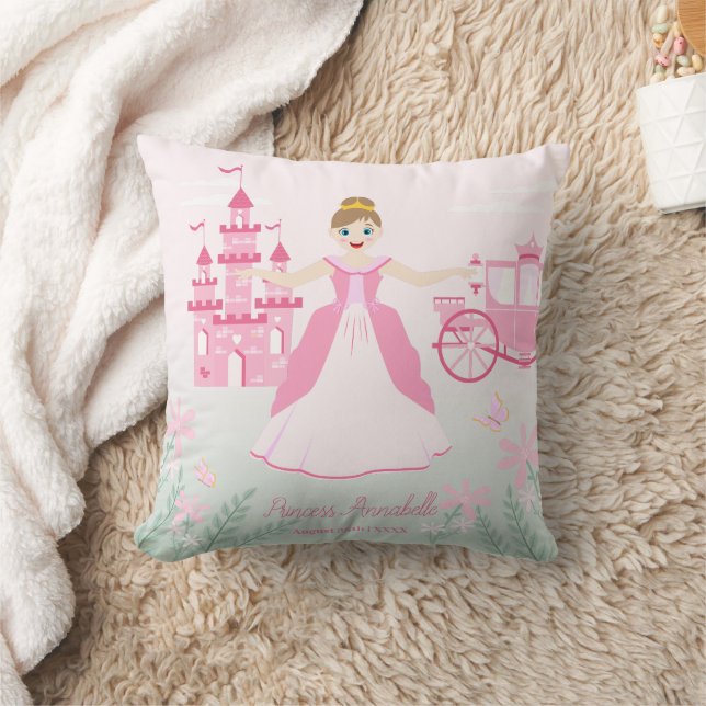 Pink Princess Fantasy Birthday Party Cushion (Blanket)