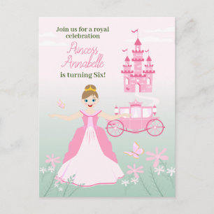 Pink Princess Fantasy Birthday Party Invitation Postcard