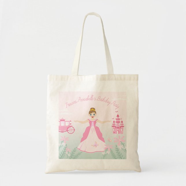 Pink Princess Fantasy Birthday Party Tote Bag (Front)