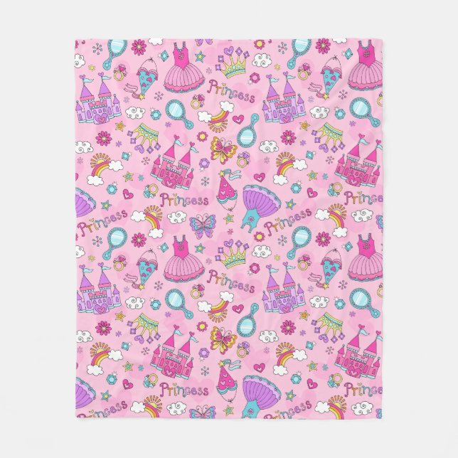 Pink Princess Fleece Blanket, Medium Blanket (Front)