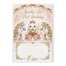 Pink Princess Ghost Spooky Boo 1st Birthday Invita