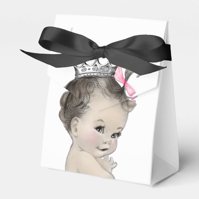 Pink Princess Girl Baby Shower Favour Box (Front Side)