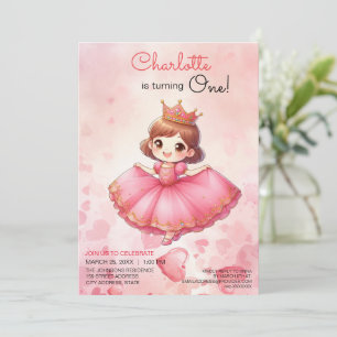 Pink Princess Girl Birthday Invitation