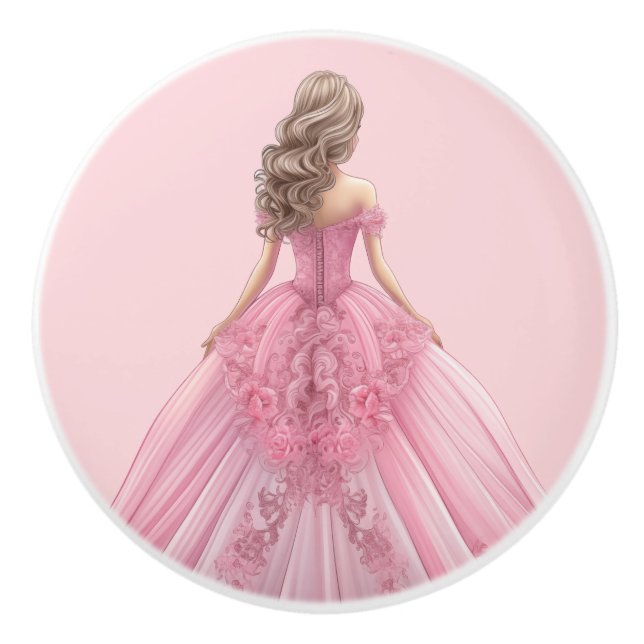 Pink Princess Girl's Girly Ceramic Knob (Front)