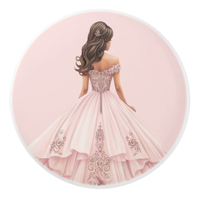 Pink Princess Girl's Girly Ceramic Knob (Front)