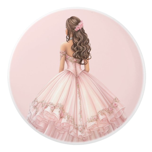Pink Princess Girl's Girly Ceramic Knob (Front)
