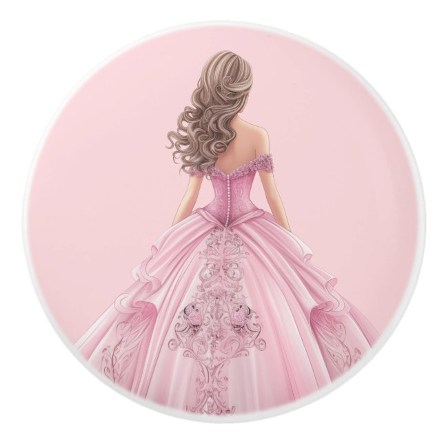 Pink Princess Girl's Girly Ceramic Knob (Front)