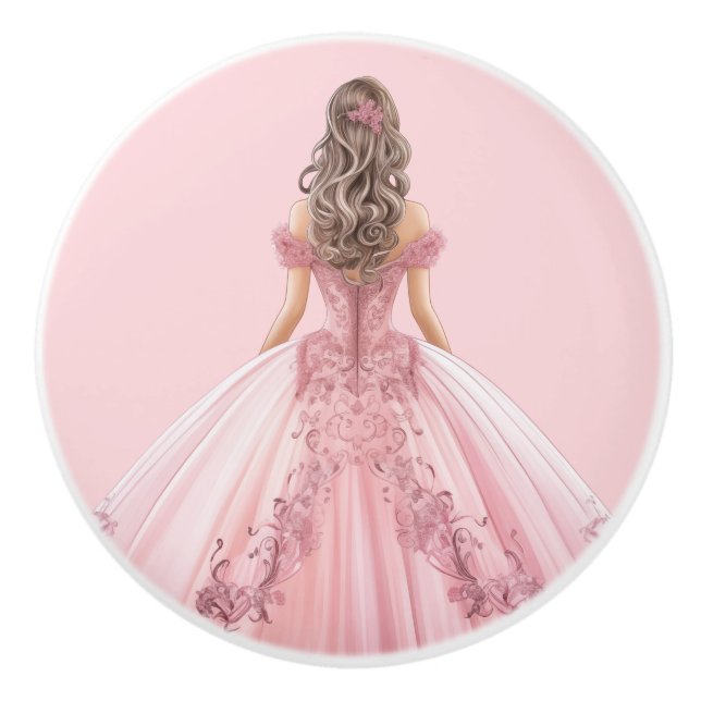 Pink Princess Girl's Girly Ceramic Knob (Front)