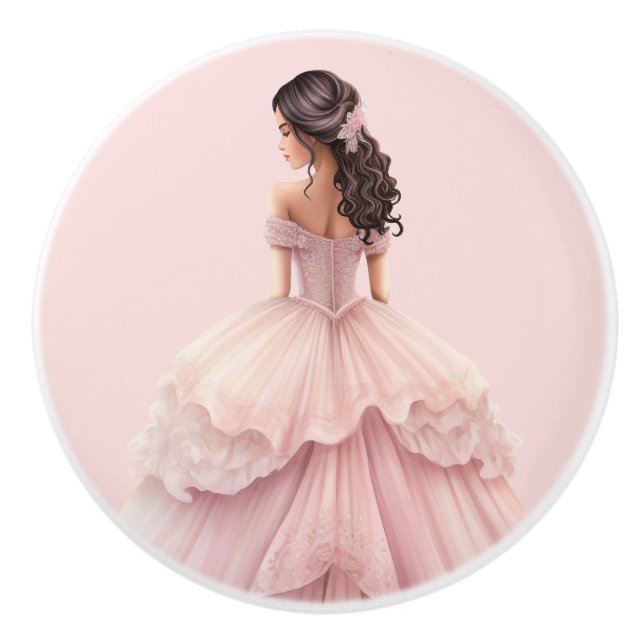 Pink Princess Girl's Girly Ceramic Knob (Front)