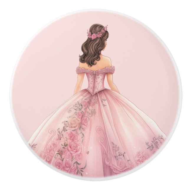 Pink Princess Girl's Girly Ceramic Knob (Front)