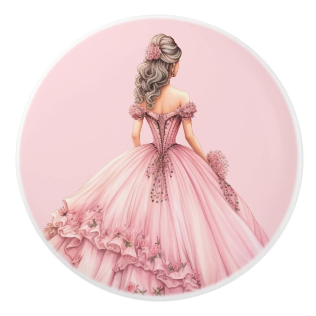 Pink Princess Girl's Girly Ceramic Knob (Front)