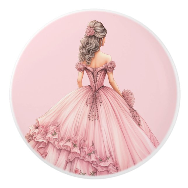 Pink Princess Girl's Girly Ceramic Knob (Front)