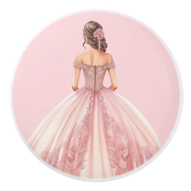 Pink Princess Girl's Girly Ceramic Knob (Front)