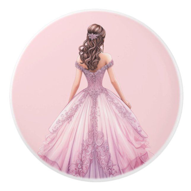 Pink Princess Girl's Girly Ceramic Knob (Front)