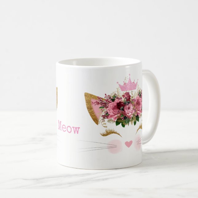 Pink Princess Kitty Mug (Front Right)