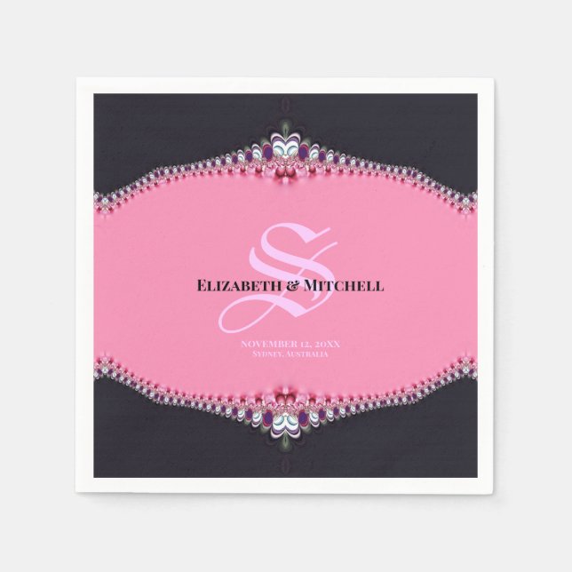 Pink Princess Lace Special Day Engagement Wedding Napkin (Front)