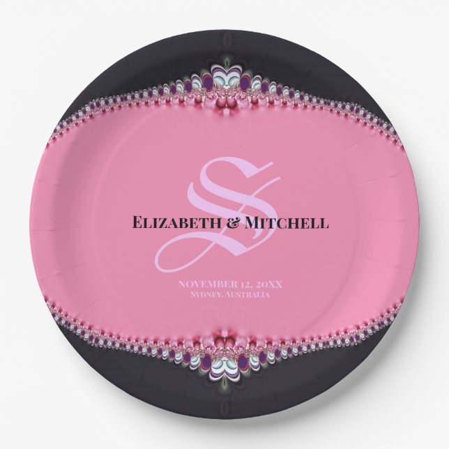 Pink Princess Lace Special Day Engagement Wedding Paper Plate (Front)