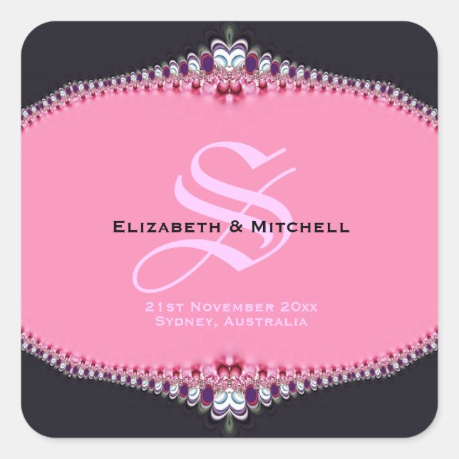 Pink Princess Lace Wedding Square Sticker (Front)