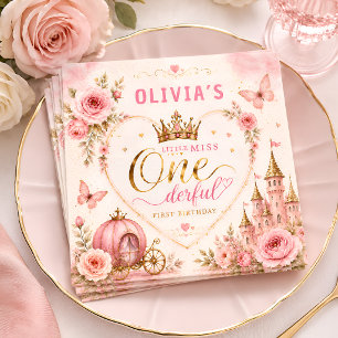 Pink Princess One-derful First Birthday Napkin