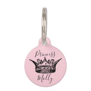 Pink Princess Ornate Crown Pet Tag