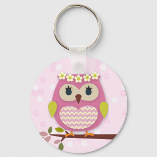 Pink Princess Owl 02 Keychain