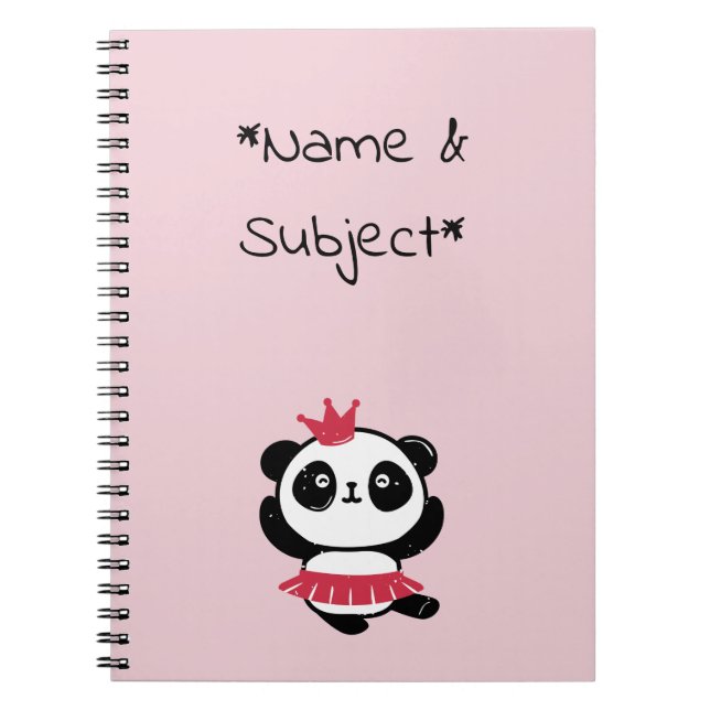 Pink Princess Panda Notebook (Front)