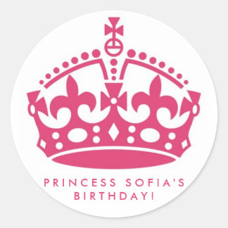 Pink Princess Party Tiara Favour Stickers