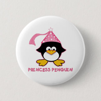 Pink Princess Penguin 6 Cm Round Badge