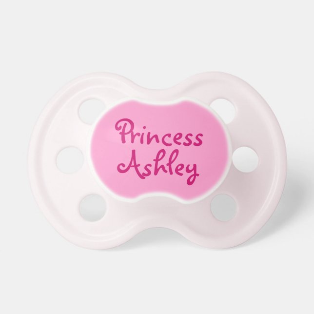 Pink Princess Personalised Name Baby Girl Pacifier (Front)