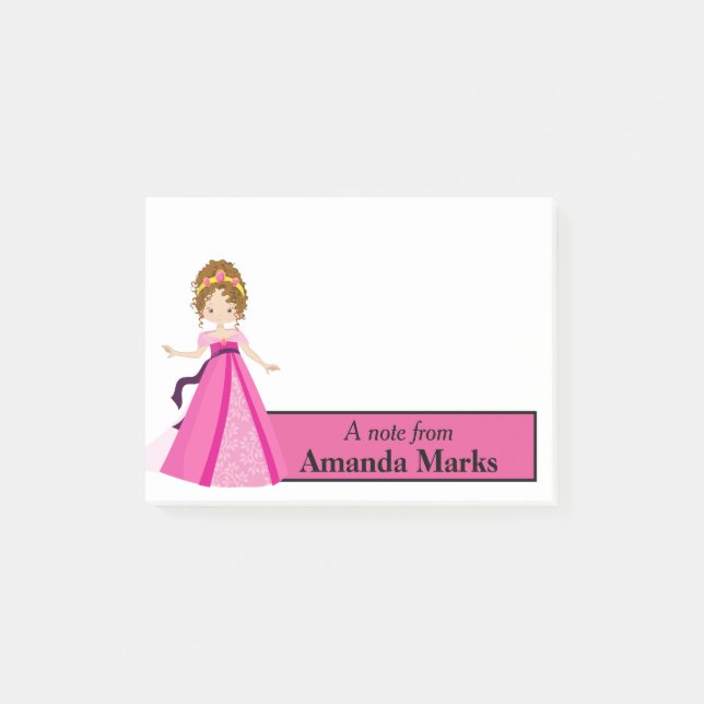Pink Princess Personalised Post-it Notes (Front)