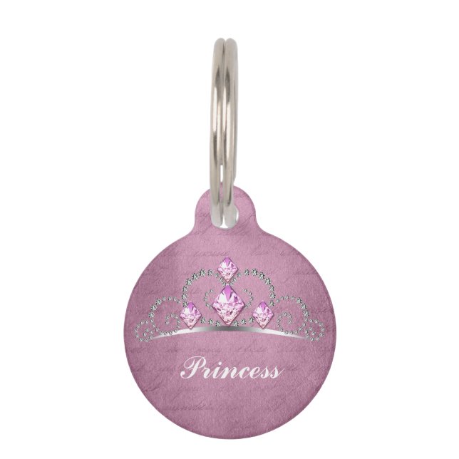 Pink Princess Pet Name Tag (Front)
