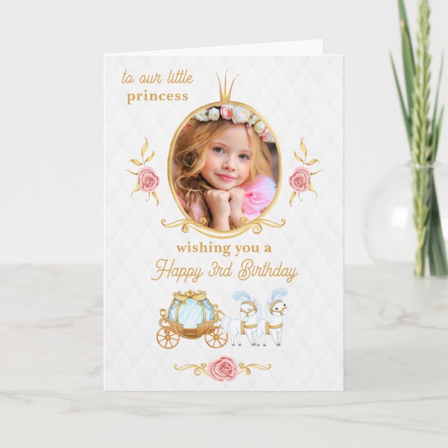 Pink Princess Photo Birthday Greeting Card (Front)