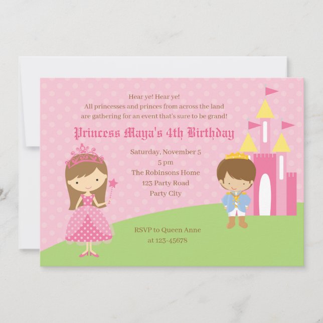 Pink Princess & Prince Birthday Invitations (Front)
