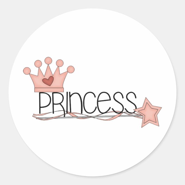 Pink Princess · Princess Wordart Classic Round Sticker (Front)
