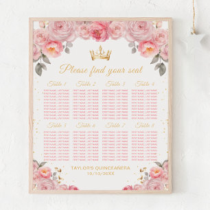 Pink Princess Quinceañera 8 Tables Seating Chart