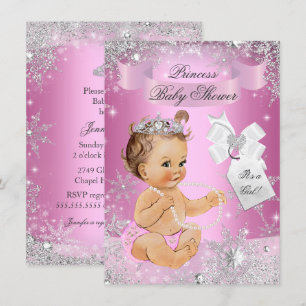 Pink Princess Snowflake Baby Shower Invite