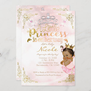 Pink Princess Sparkle Tutu & Crown Baby Shower Invitation
