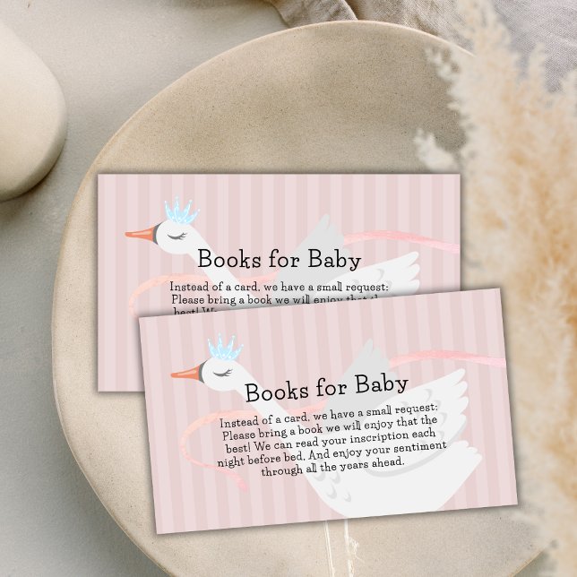 Pink Princess Swan Books For Baby Shower  Enclosure Card (Pink Princess Swan Books For Baby Shower Enclosure Card)