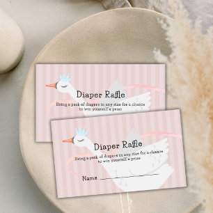 Pink Princess Swan Diaper Raffle Baby Shower  Enclosure Card