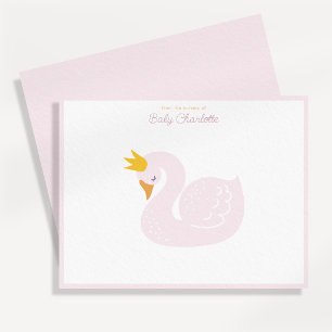 Pink Princess Swan Nursery Note Card