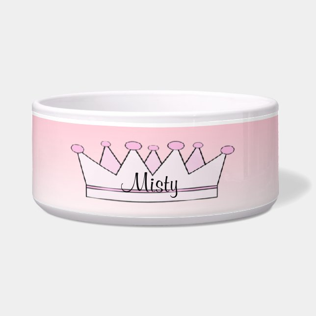 Pink Princess Tiara Crown Dog Bowl (Front)