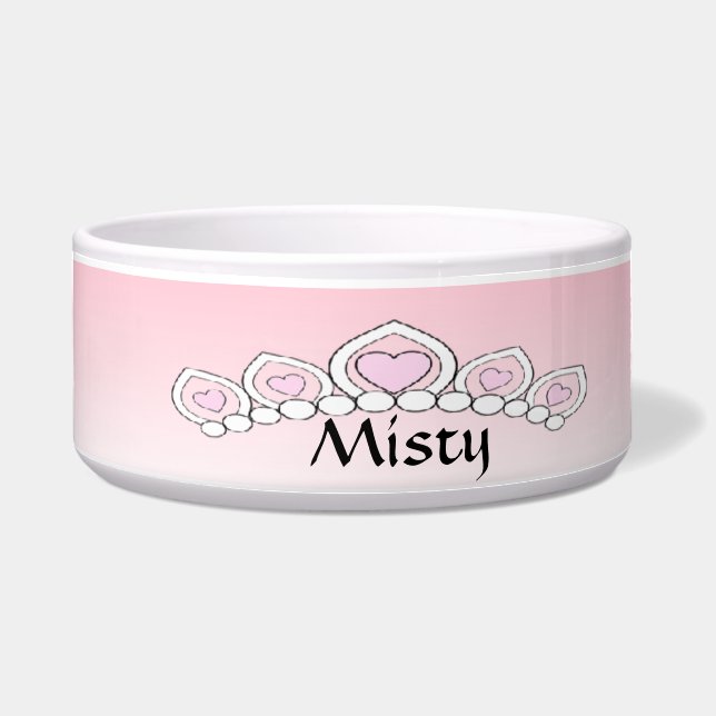 Pink Princess Tiara Dog Bowl (Front)